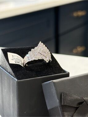 Macy's 14K White Gold Diamond Cluster Ring - White